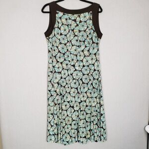 Sandra Darren Size 12 Sleeveless Dress Black Blue‎ Abstract Floral Fan Print